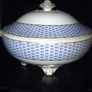 Antique Soho Pottery "Montauban" Blue Basket-Weave Image 3