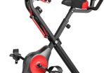 Foldable Fitness Exercise Bike with Resistance Bands, 16 Magnetic Resistance Levels with Pulse Sensor, Phone/Tablet Holder with Smooth and Quiet Cycling (FREE POSTAGE)