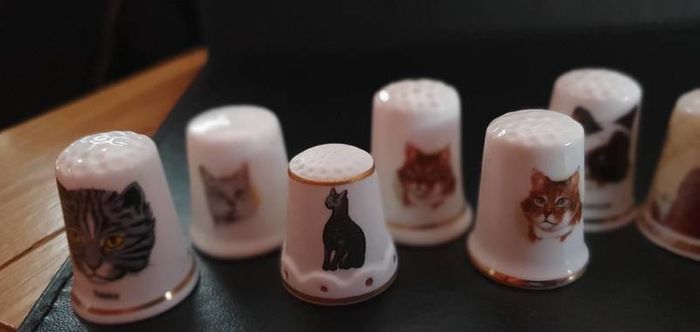 Collection of Assorted Cat Themed Thimbles