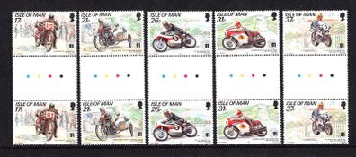 1993 Isle of Man Manx Motor Cycling Events Commemorative Stamps Gutter Pairs Mint Never Hinged (MNH)