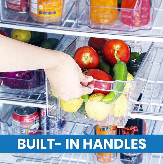 Premium Organiser Storage - Set of 8 Storage Bins (4 Large, 4 Small) Multipurpose Fridge, Pantry & Kitchen Storage, Organiser (MULTIPLE COLOURS)