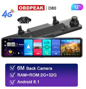D80-6M BC With 128G TF Card Car DVR Rearview Mirror 4G Android 8.1 Dash Cam GPS Navigation ADAS Full HD 1080P Car Video Camera Recorder DVRS