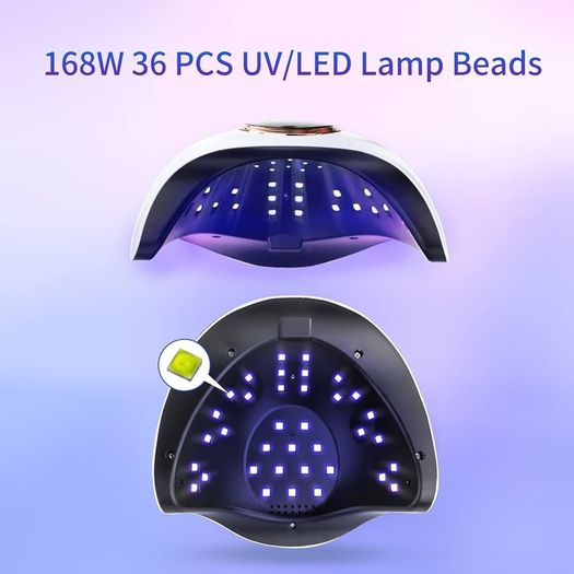 Lamp 168W Faster Gel Nail Lamp Professional Nail Dryer with Automatic Sensor /4 Timer Settings/LCD Display for Gel Nails Polish Starter Nail Art Tools for Home Salon