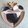 Silver harte shaped Pearl and Jewelry tray or plate with tow gold sowan. Image 5