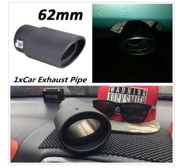 62mm Stainless Steel Exhaust Pipe Trim Car Tip Tail Muffler Tail Throat Black For Universal Auto Styling