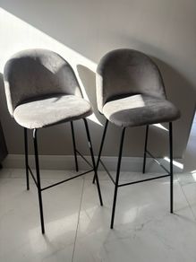 barstools grey velvet