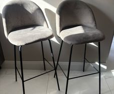barstools grey velvet