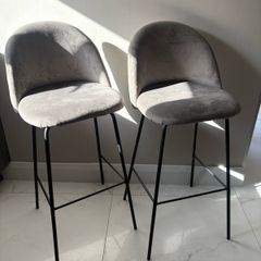 barstools grey velvet