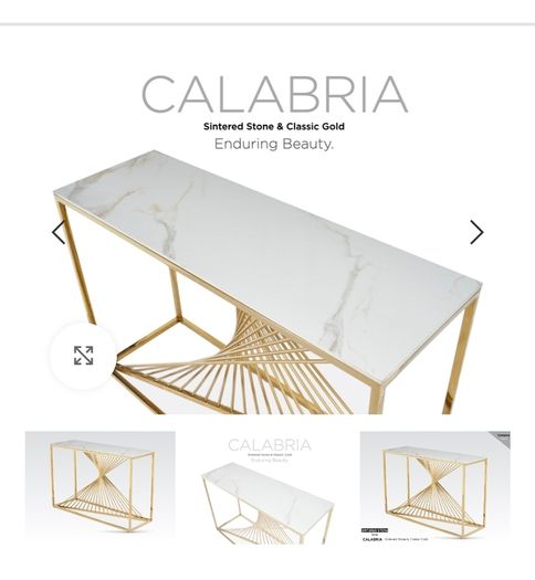 Calabria Modern Console Table Marble and Gold Effect