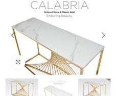Calabria Modern Console Table Marble and Gold Effect
