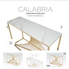 Calabria Modern Console Table Marble and Gold Effect