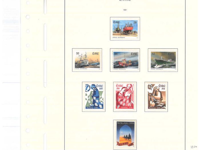 Collection. ireland 1985-1991 commemorative and definitive stamps on Lighthouse (Leuchtturm) pages 57-80 Mint Never Hinged (MNH). I note all commemorative stamps and definitive stamps including Irish Heritage & Treasures set.