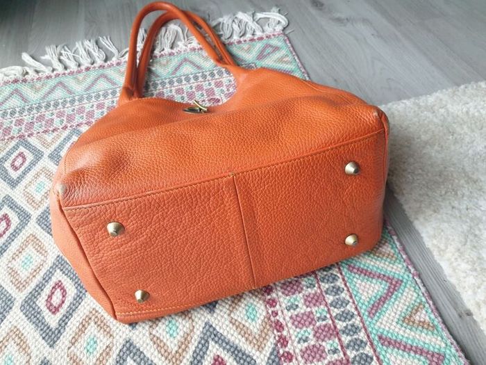 Orange Leather Handbag Similar To Tod's Handbag
