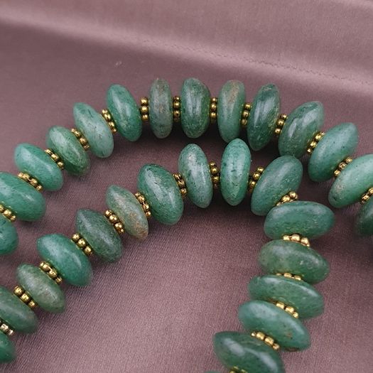 Vintage Tire Shape Jade Beads Necklace 24inches