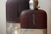 Edwardian Silver Plated Glass Flasks By James Dixon &amp; Sons And Daniel &amp; Arter