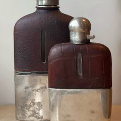 Edwardian Silver Plated Glass Flasks By James Dixon & Sons And Daniel & Arter