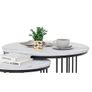 Round Coffee Tables, Set of 2 End Table, Nesting Tables, Side Table with Metal Frame for Living Room/Bedroom/Balcony/Office/Apartment, Diameter 23.6/15.7 IN (Black Frame, White Marble Finish Top) Image 2