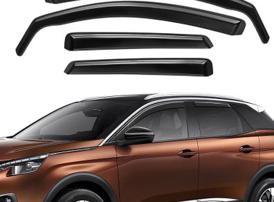 4 PCS Wind Deflectors, Rain Guards Window Visor Left & Right Compatible with Peugeot 3008 MK2 5-door 2017-2023 Rain Shield Shade Replacement