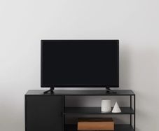Black metal TV stand