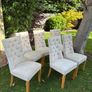 6 x Upholstered Button-Back Dining Chairs  Oak Image 4
