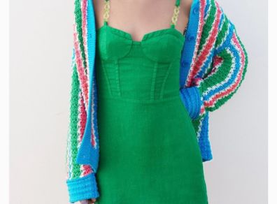 Zara Green chain strap mini dress Size L BNWT