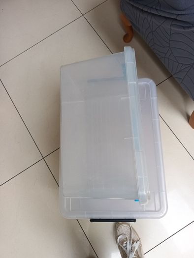 Plastic Storage Box With Lids x 2 - Different  Sizes.