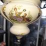 Beautiful Edwardian Hanging Oil Lamp with a Milk Glass Shade and Decorative Ceramic Reservoir Converted to Electric Image 8