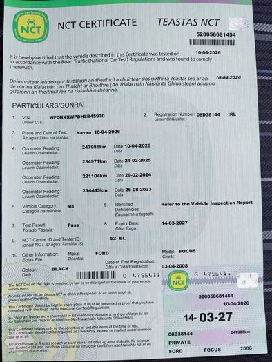 Ford Focus 1.4 Petrol | Fresh NCT 03/27 | 248,000k