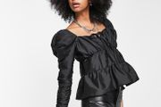 topshop black ruffled top