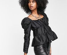 topshop black ruffled top