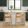 Nordic Oak Embrace Bar Stool with Curved Backrest and Armrests Image 2