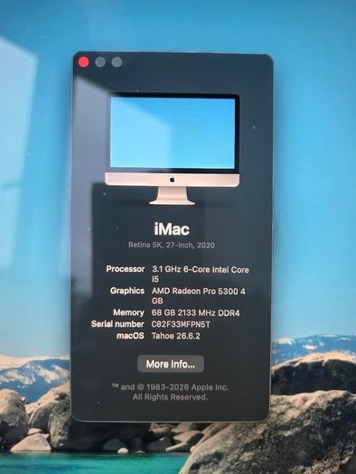 Apple iMac 27" 5K Retina 2020 68GB RAM / 3.1GHz 6-Core i5 / Radeon Pro 5300