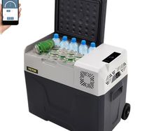 Car Refrigerator, 12 Volt Car Refrigerator Fridge, 50 L Single Zone Portable Freezer with Wheels and Handle, -4F-68F, 12/24V DC and 100-240V AC Compressor Cooler for Outdoor, Camping