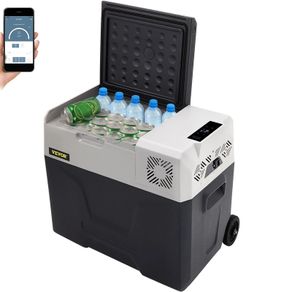 Car Refrigerator, 12 Volt Car Refrigerator Fridge, 50 L Single Zone Portable Freezer with Wheels and Handle, -4F-68F, 12/24V DC and 100-240V AC Compressor Cooler for Outdoor, Camping