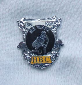 HELENSBURGH BOWLING CLUB (HBC - Scotland) - 125th anniversary commemorative enamel badge (1986). Very scarce.
