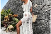 Ladder Detail Maxi Skirt White