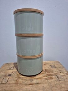 tea, coffee, sugar canisters, stackable