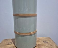 tea, coffee, sugar canisters, stackable
