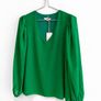 New Vanessa Scott Emerald Green V-Neck Blouse Image 3