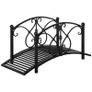 102L x 48W x 49H Classic Metal Garden Bridge with Safety Railings Arc Footbridge Decorative Pond Bridge for Backyard Creek Stream, Black Image 3