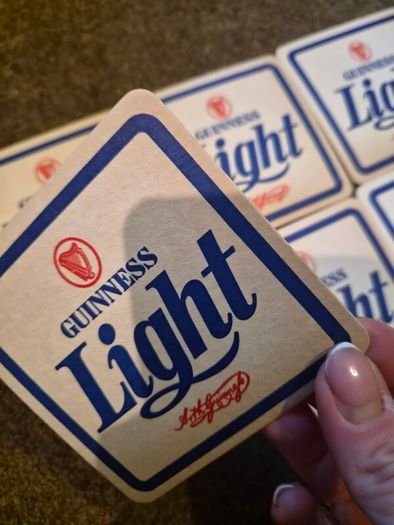Rare 1980s Guinness Light Beer Mats - Complete 6-Mat Literary Series (Pristine Deadstock)