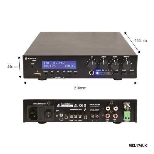 60W Mixer Amplifier 100V Bluetooth