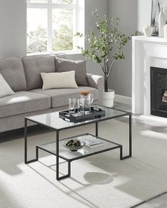 Glass Coffee Table with 2 Tempered Glass Shelves