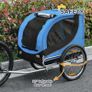 Steel Dog Bike Trailer Pet Cart Carrier for Bicycle Kit Water Resistant with Hitch Coupler Travel Black and Blue Image 4
