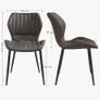 _Set of 2 Dining Room Chairs, Kitchen Chairs, Upholstered Chairs, Water Resistant, Easy Care, Faux Leather Cover for Living Room, Bedroom, Gray Image 3