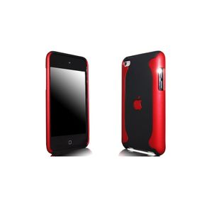 iPod Touch 4, 4G Hard Case Flux Black and Red Case Free Screen Protector