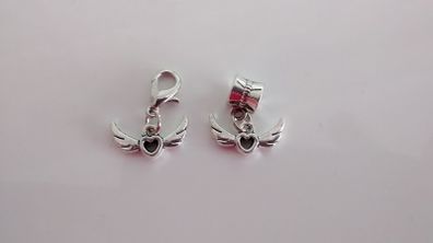 Angel Wings Charm - Pandora Style / Lobster Clasp