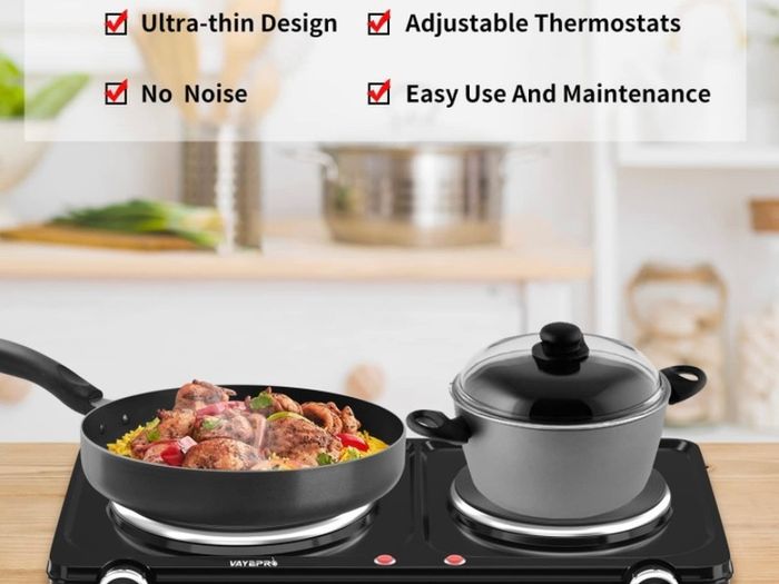 Electric Hot Plate, 2500W Portable Electric Stove,Double Hot Plate, Burner for cooking,Cooktop for Dorm Office Home Camp, Compatible with All Cookware (FREE POSTAGE)