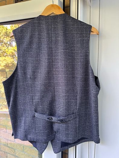 Zara Man Glen Plaid '4-Way Stretch' Comfort Knit Waistcoat Vest - Size XL / 44