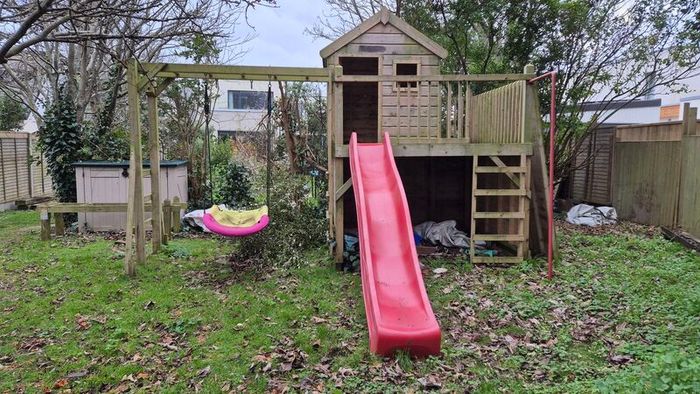 Wooden Playhouse with Slide & Climbing Frame